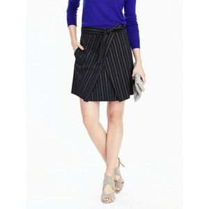 Banana Republic Pinstripe Blue Wrap Belted Skirt